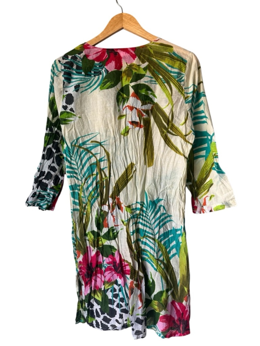 Debbie Katz South Beach Floral Swim Coverup in Pink, Green & White, Medium - Picture 5 of 10